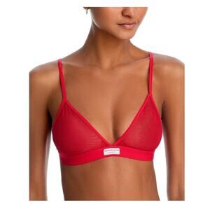 Alexander Wang V Neck Bralette L Red Mesh Logo Spell Out Wireless NEW NWT
